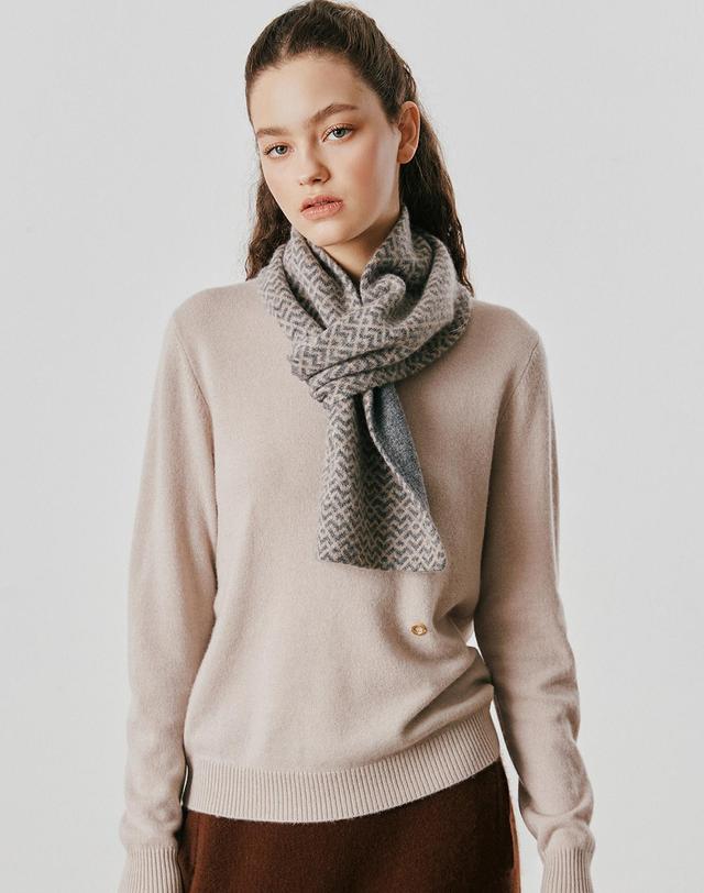 캐시미어하우스 [Murray Allan] 100%캐시미어 Lips Texture petit scarf_Beige (BE) M53APE056BE 착용컷