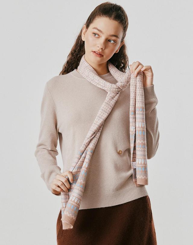 캐시미어하우스 [Murray Allan] 100%캐시미어 Nordic jacquard scarf_Camel (CA) M53ASF063CA 착용컷