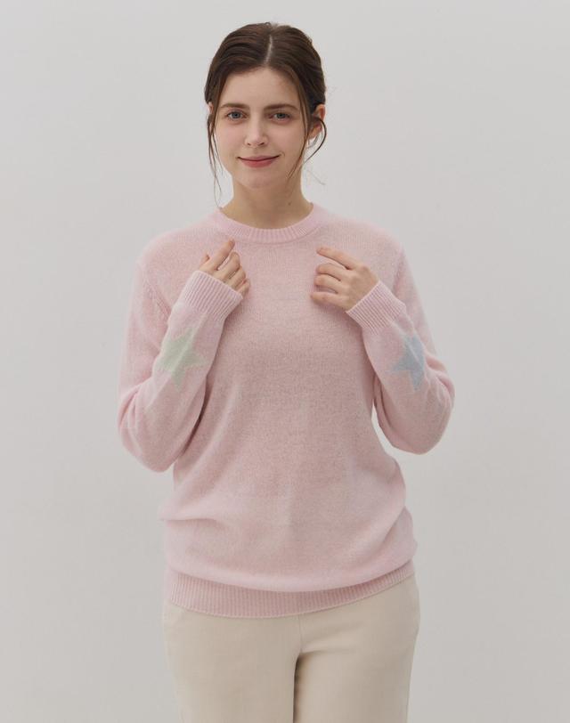 캐시미어하우스 스타 루즈 풀오버 (Rose)_M63WPU007 핑크 착용컷