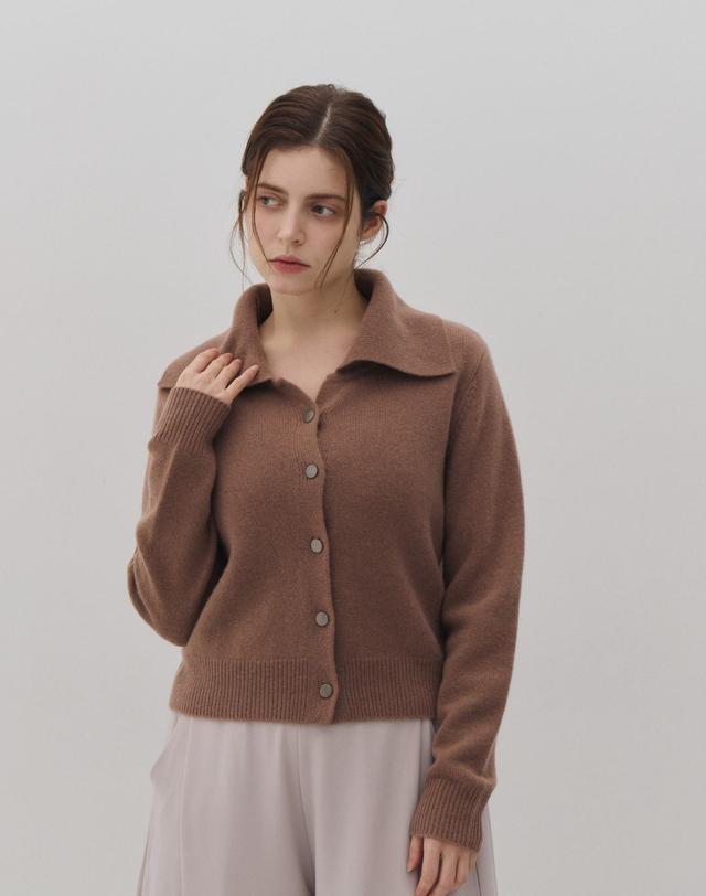 캐시미어하우스 와이드 카라 가디건 (Mocca)_M63WCD012 카멜 착용컷