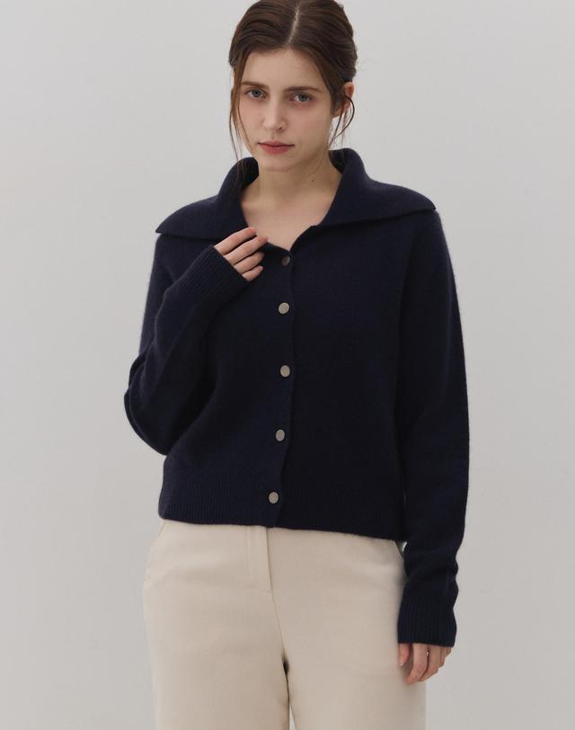 캐시미어하우스 와이드 카라 가디건 (Navy)_M63WCD012 네이비 착용컷