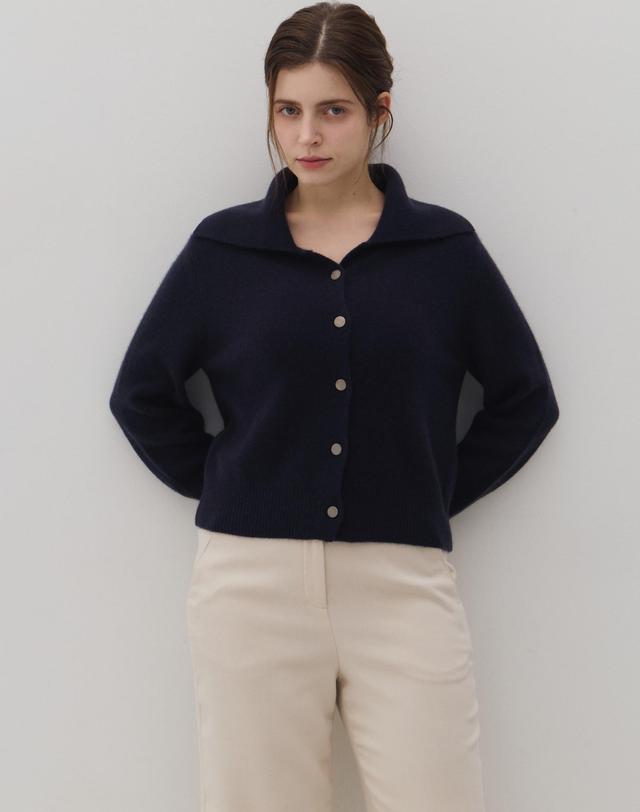 캐시미어하우스 와이드 카라 가디건 (Navy)_M63WCD012 네이비 착용컷