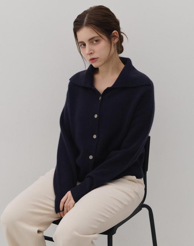 캐시미어하우스 와이드 카라 가디건 (Navy)_M63WCD012 네이비 착용컷