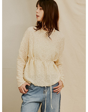 Seine Pleats Drop Shoulder Top_Cream