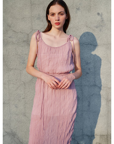 Rosalie Pleats Chiffon Dress_Pink