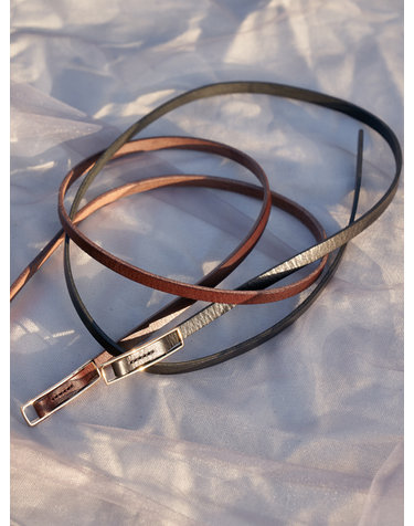 Buckle Slim Belt Leather Belt_2 Color
