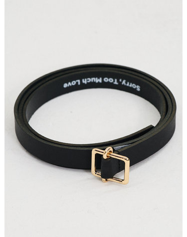 Square Buckle Season Leather Slim Belt_Black