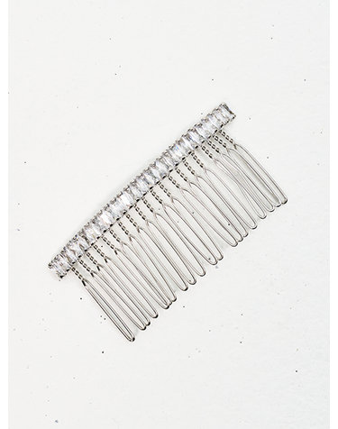 Art Deco Square Jewel Comb Hairclip_Silver