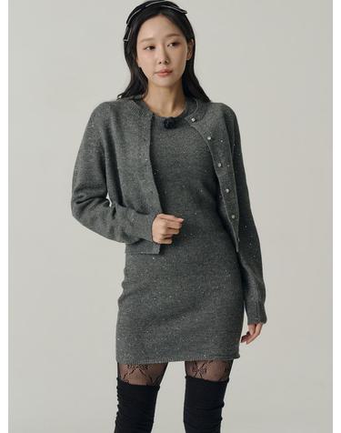 [인플루언서 세영 w/] Staring Night Knit Cardigan_Charcoal