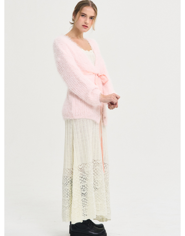 쏘리투머치러브 Adorable Fur String Cardigan_Pink 착용컷