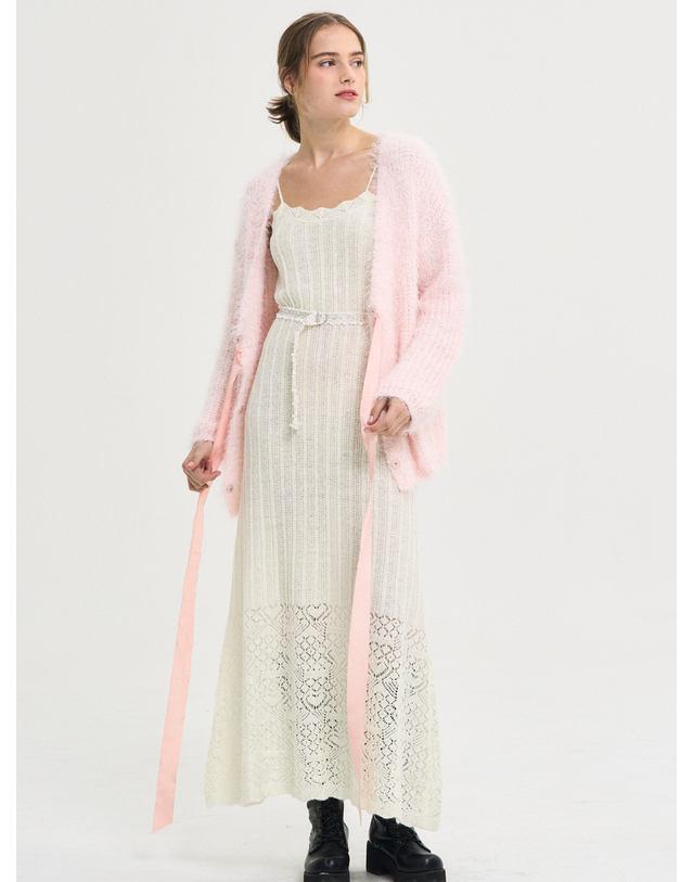 쏘리투머치러브 Adorable Fur String Cardigan_Pink 착용컷