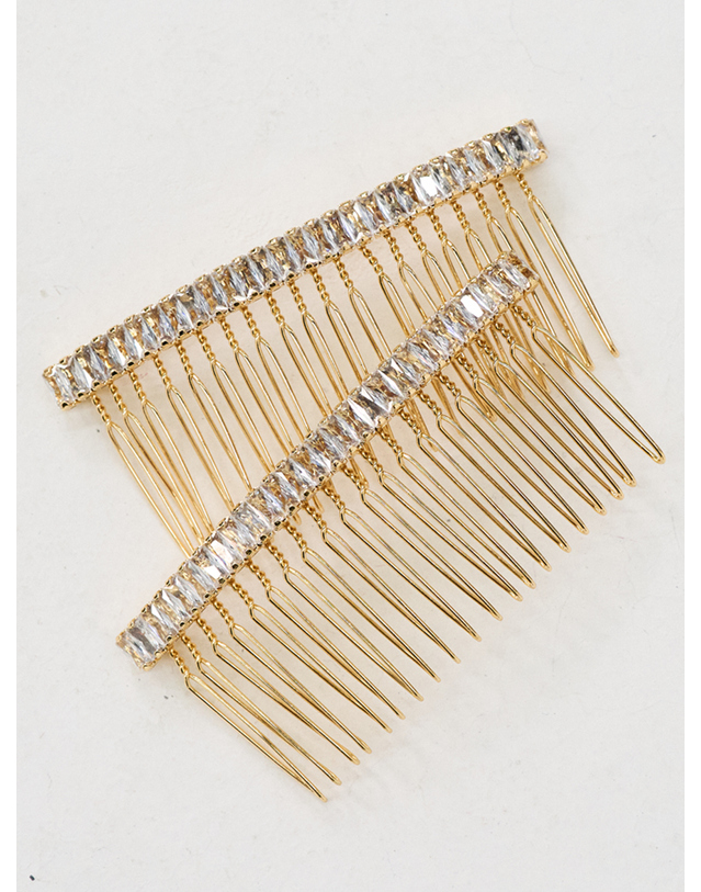 쏘리투머치러브 Art Deco Square Jewel Comb Hairclip_Gold 착용컷
