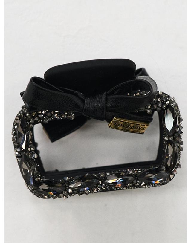 쏘리투머치러브 Leather Jewel Square Hair Claw Clip_Black 착용컷