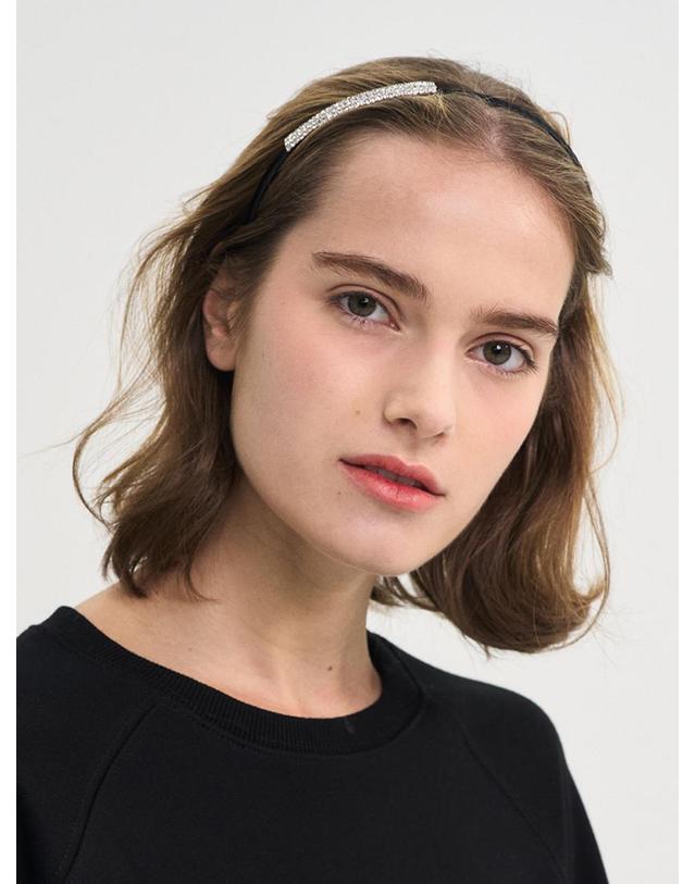 쏘리투머치러브 Square Silver Jewel Hairband_Black 착용컷