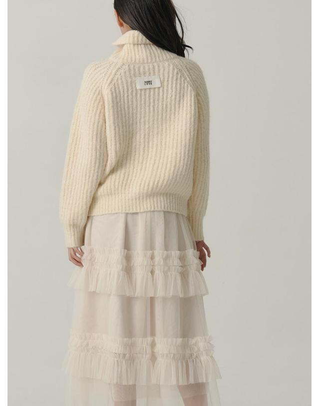 쏘리투머치러브 [인플루언서 세영 w/] Raglan Half Zip-up Wool Knit_Cream 착용컷