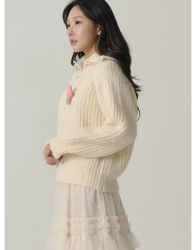 쏘리투머치러브 [인플루언서 세영 w/] Raglan Half Zip-up Wool Knit_Cream 착용컷