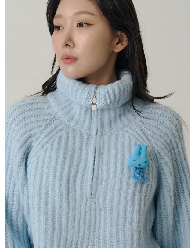쏘리투머치러브 [인플루언서 세영 w/] Raglan Half Zip-up Wool Knit_Sky Blue 착용컷