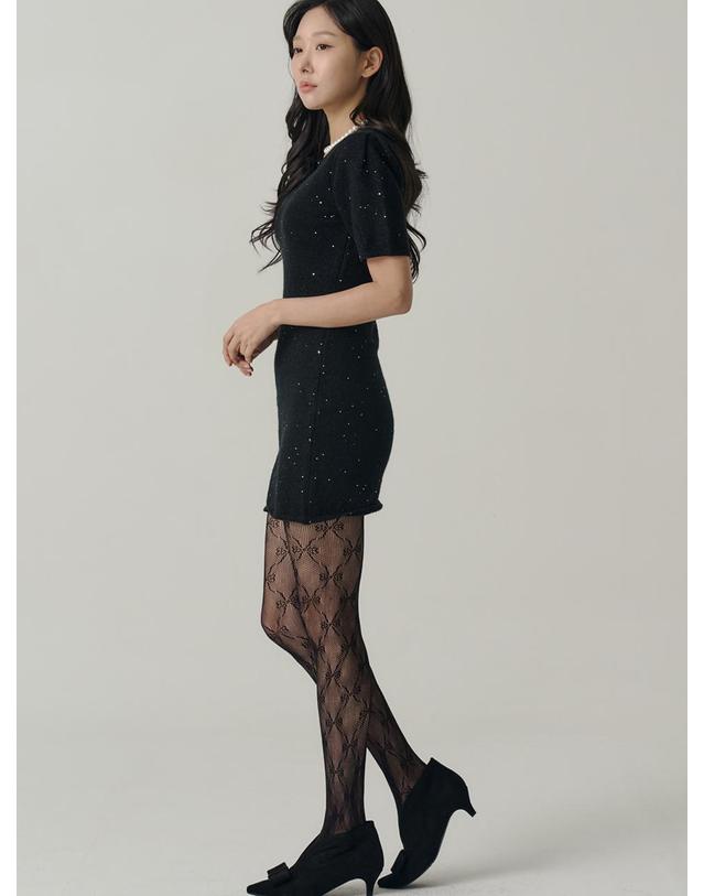 쏘리투머치러브 [인플루언서 세영 w/] Staring Night Knit Mini Dress_Black 착용컷