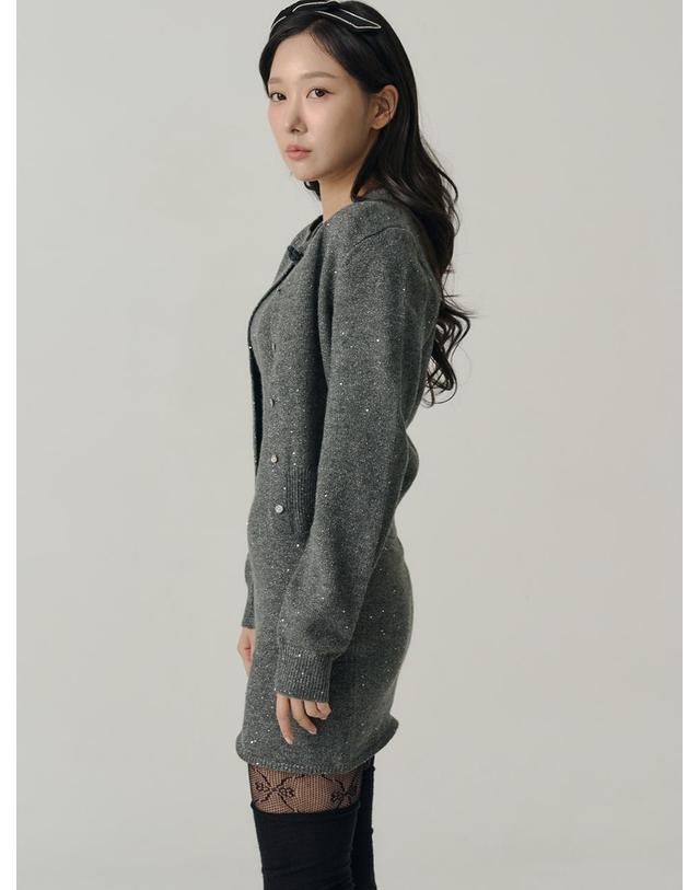 쏘리투머치러브 [인플루언서 세영 w/] Staring Night Knit Cardigan_Charcoal 착용컷