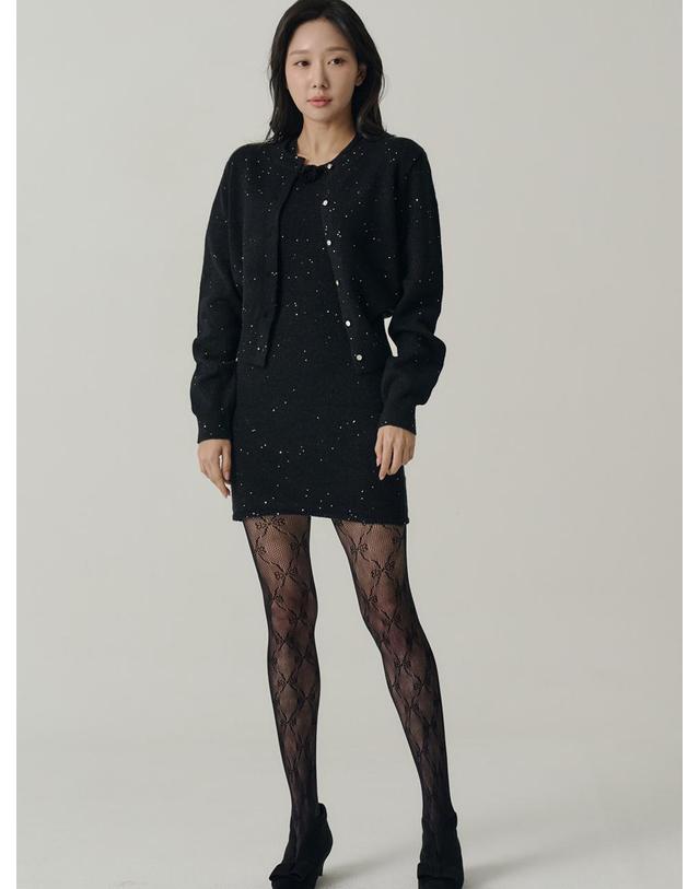 쏘리투머치러브 [인플루언서 세영 w/] Staring Night Knit Cardigan_Black 착용컷