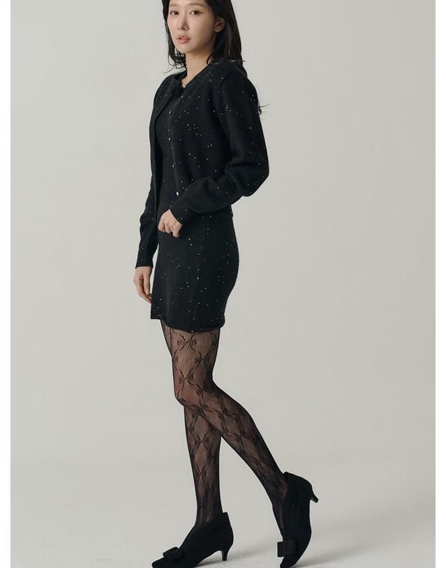 쏘리투머치러브 [인플루언서 세영 w/] Staring Night Knit Cardigan_Black 착용컷