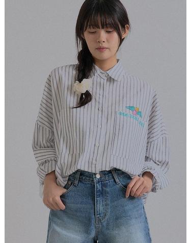 Pinstripe Relaxed Drop Shoulder_Ivory