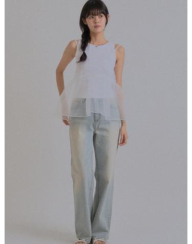 Silhouette Sheer Layer Top_White