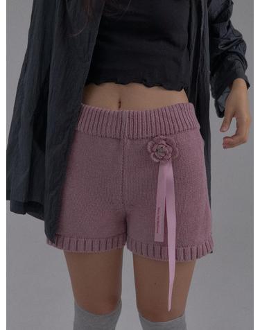 Rosette Crochet Flower Knit Bloomers_Pink