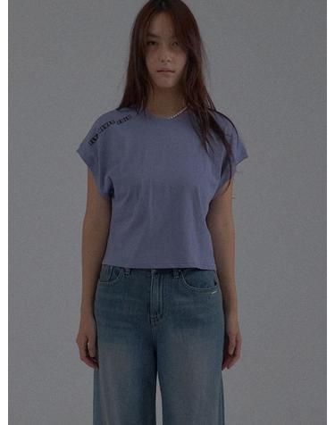 Dropped Shoulder Lettering Crop T-Shirt_Purple