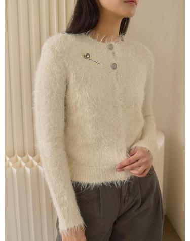 Sweet Halo Metallic Knit Cardigan_Ivory