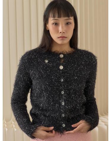 Sweet Halo Metallic Knit Cardigan_Black