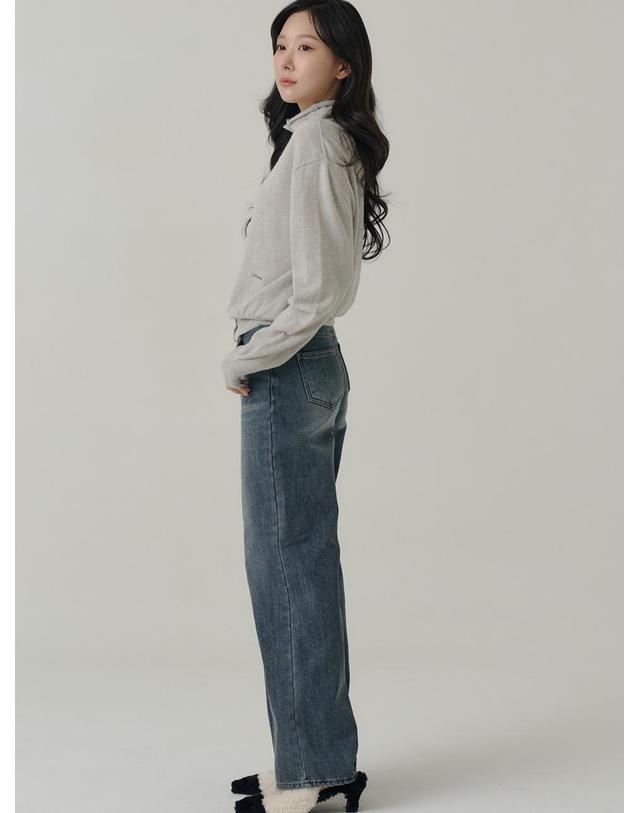 쏘리투머치러브 [인플루언서 세영 w/] Button Down Cashmere Turtleneck Knit Sweater_Gray 착용컷