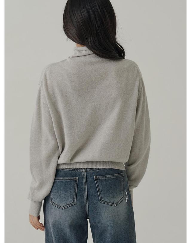 쏘리투머치러브 [인플루언서 세영 w/] Button Down Cashmere Turtleneck Knit Sweater_Gray 착용컷