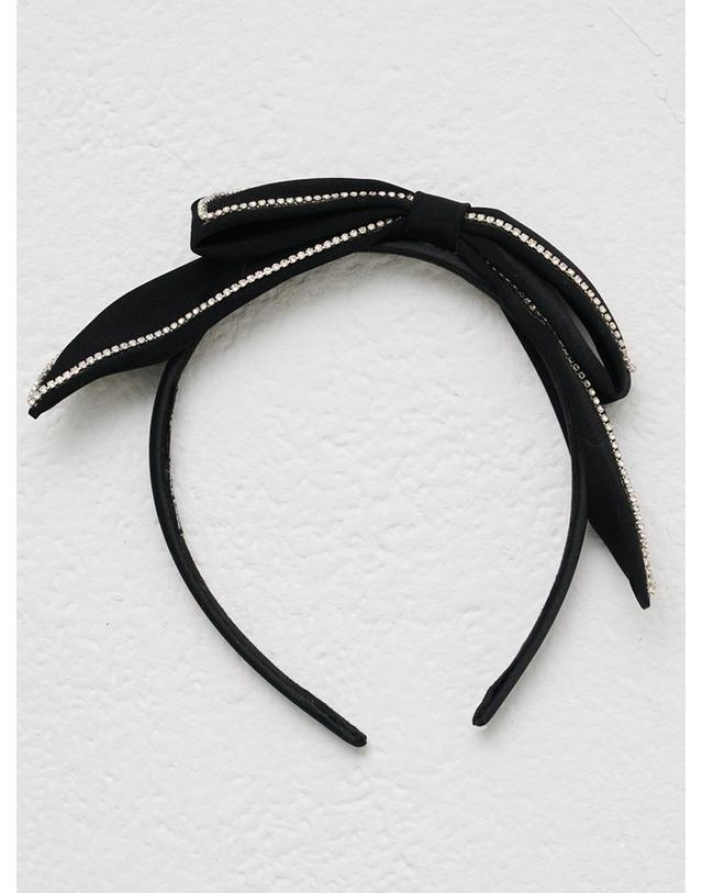 쏘리투머치러브 [인플루언서 세영 w/] Art Deco Jewel Satin Ribbon Hairband_Black 착용컷