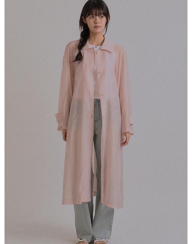 쏘리투머치러브 New Spring See-Through Trench Coat_Pink 착용컷