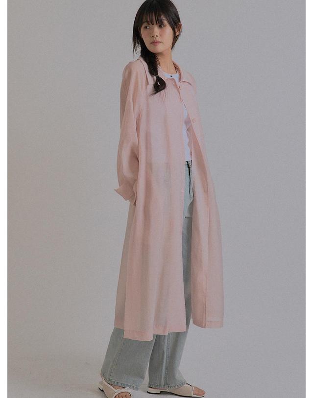 쏘리투머치러브 New Spring See-Through Trench Coat_Pink 착용컷