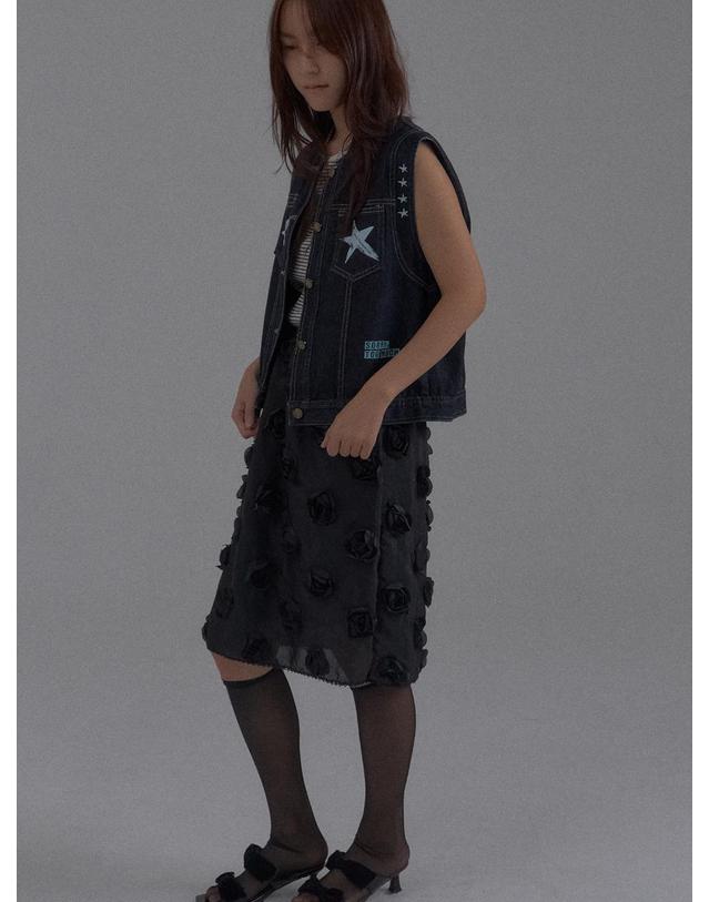 쏘리투머치러브 Rock Star Loose Fit Denim Vest_Blue 착용컷