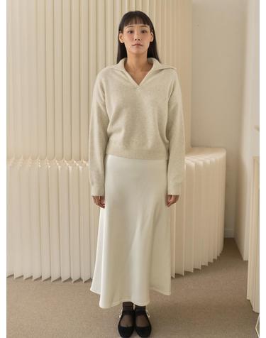Cashmere  Sailor Collar V-Neck Knit_Cream