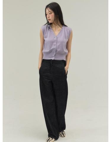 Opal Glow Button V-Neck Knit Vest_Violet
