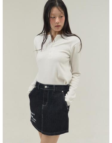 Stretch Rib Jersey Button Placket Top_White