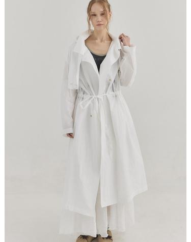 Sheer Hooded  Coat_White