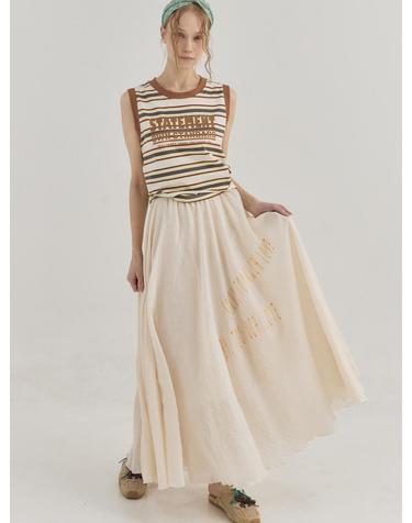 Lightweight Crinkled Full Flair Skirt_Beige