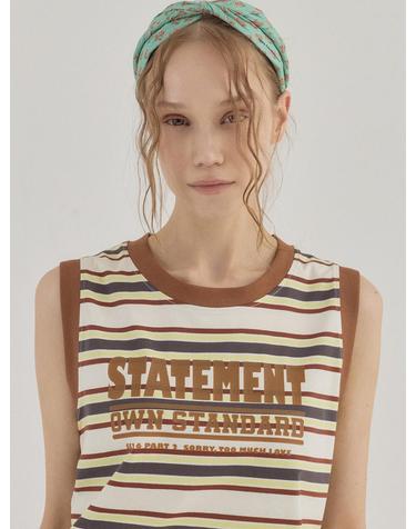 Statement Stripe Summer Tank Top_Brown