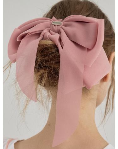 Muse Chiffon Ribbon Bow Hair Pin_Pink