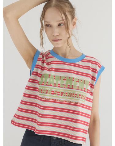 Contrast Binding Stripe Top_Red