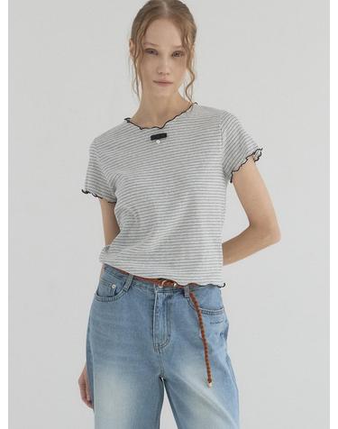 Paris Morning Stripe Top_Gray