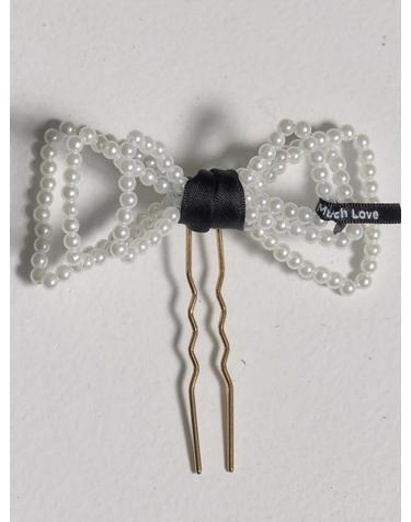 Pearl Beaded Bow Hair Stick_Ivory