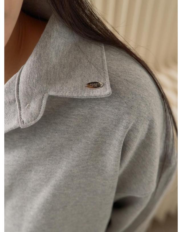 쏘리투머치러브 Gentle Morning Collar Sweatshirt_Gray 착용컷