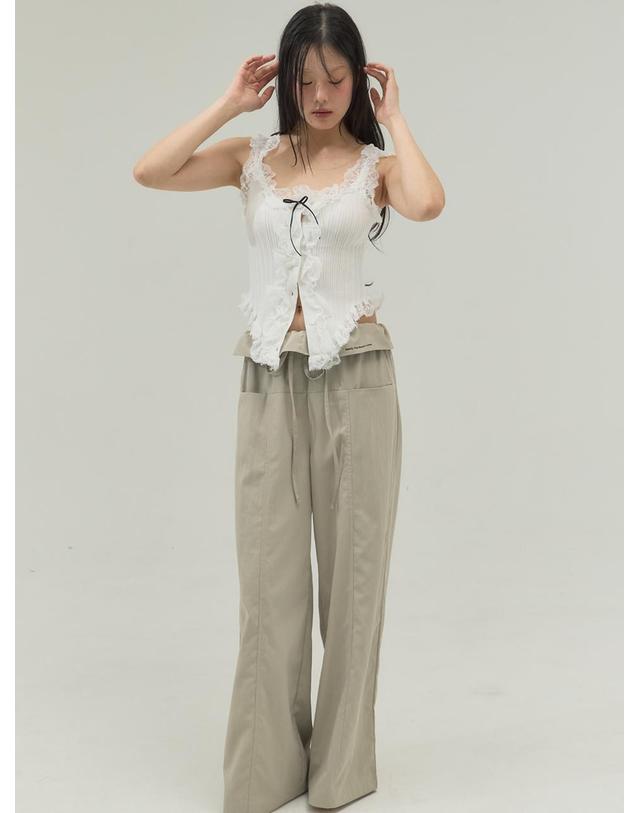 쏘리투머치러브 Corset Hemline Lace Panel Tank_White 착용컷