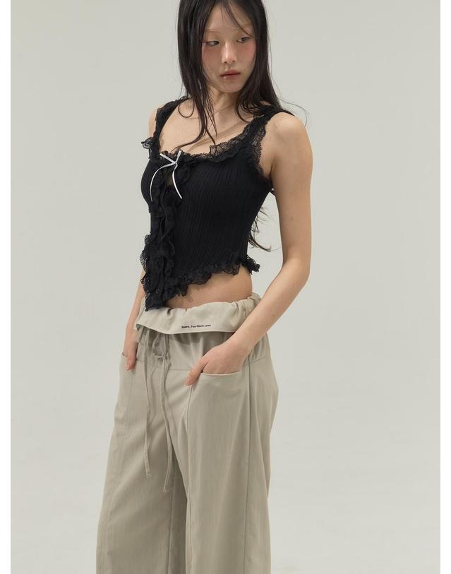 쏘리투머치러브 Corset Hemline Lace Panel Tank_Black 착용컷